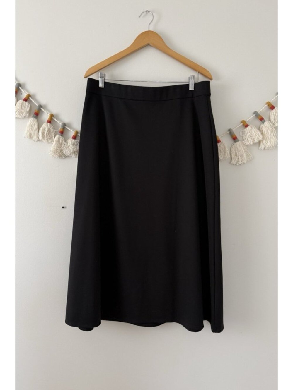 Eileen Fisher Lightweight Ponte Flared Skirt Calf Length Black Minimalist L